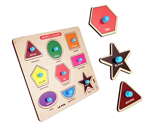 Image of Lefan Wooden Puzzles Wooden Educational Shape Color Puzzle Geometric Recognition Board Toys Perfect for Developing Creativity for Kids