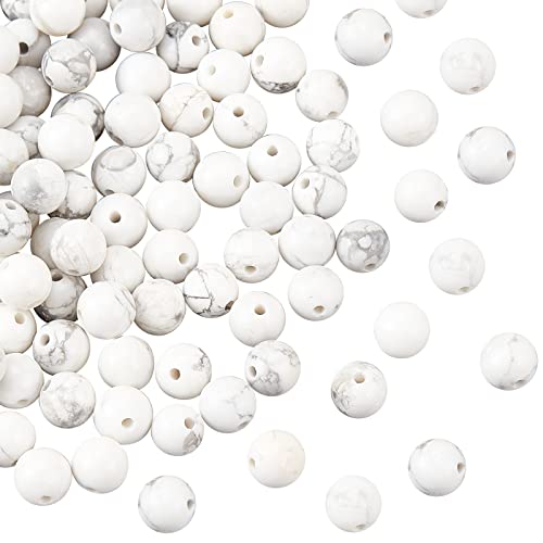 OLYCRAFT about 120pcs 6mm Natural Howlite Beads Natural Jasper Beads Round Loose Gemstone Beads Energy Stone for Bracelet Necklace Jewelry Making
