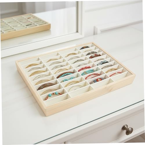 Plateau de présentation de bracelets 40 grilles, vitrine de rangement bijoux en bois