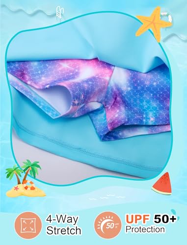 Image of Girls Swimsuit Long Sleeve Swim Shirt 3 Piece Rash Guard for Girls Bathing Suit with Boyshorts