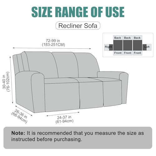Image of Genina Recliner Sofa Covers - Stretch Reclining Couch Covers with Stripe Jacquard - 3 Seat Cushion Slipcovers with Soft Fabric - Furniture Protector for Pet Kid (Matcha Green)