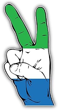 Sierra Leone Flag Hand Peace Sign Car Bumper Sticker Decal