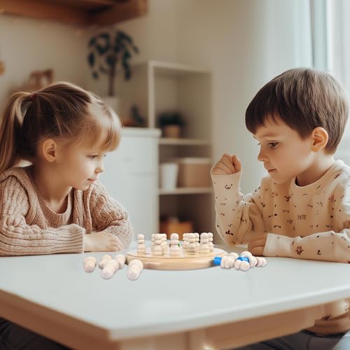 Image of Gothink Wooden Memory Chess Matching Game, 7.5 Inch Wooden Memory Match Stick Chess Board Game, Educational Games for Kids, Montessori Preschool Toy for Toddler Birthday Gift