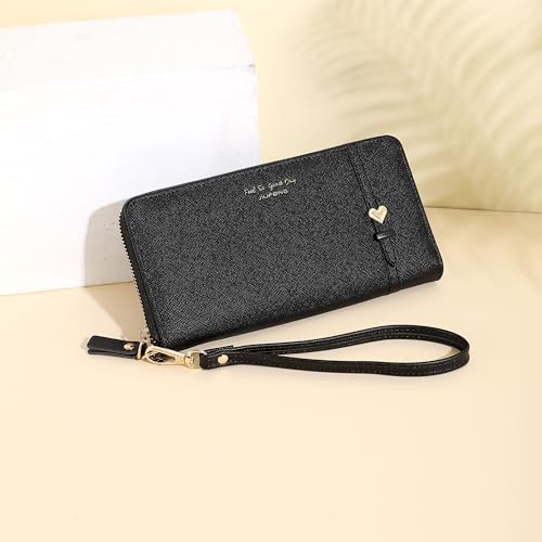 Image of JIUFENG Women Long RFID Blocking Wallet Large Capacity Zipper Wristlet Purse Card Holder Cellphone Bag Fashion Clutches