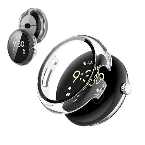 For Google Pixel Watch 4 45mm 用 ケース カバー KONXISA Google Pixel Watch 4 45mm カバー+フィルム 一体型(PCケース+ガラスフィルム)高透過率 擦り傷防止 衝撃吸収 装着充電可能 全面保護