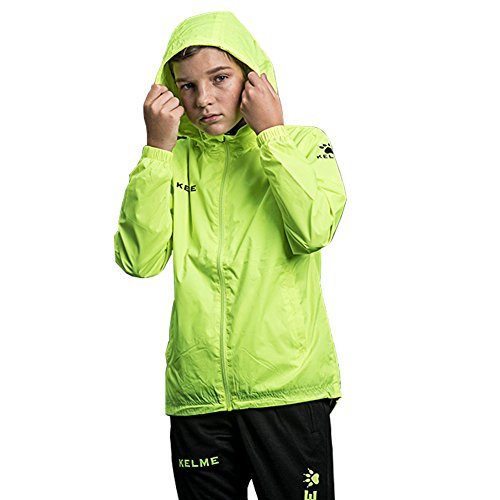 Kelme Boys Windproof Waterproof Cycling Jacket, Kids Outer Wind Coat, Soccer Player Team Running Biking Sportwear (Green,Kid 10) #TOP21