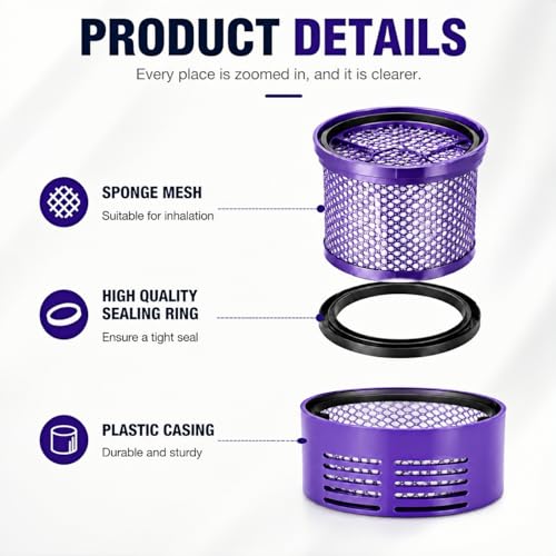 Image of V10 Vacuum Filter Kit, 2 Pack with Brush, Compatible with Dyson, 969082-01