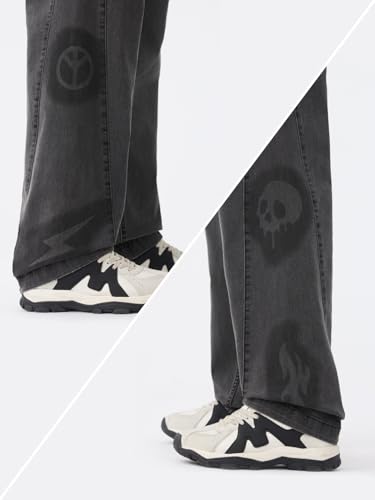 Image of The Souled Store Baggy-Fit Denim: Men and Boys Zip Fly Washed Cotton Spandex Lightweight Durable Everyday Streetwear Baggy Fit Jeans
