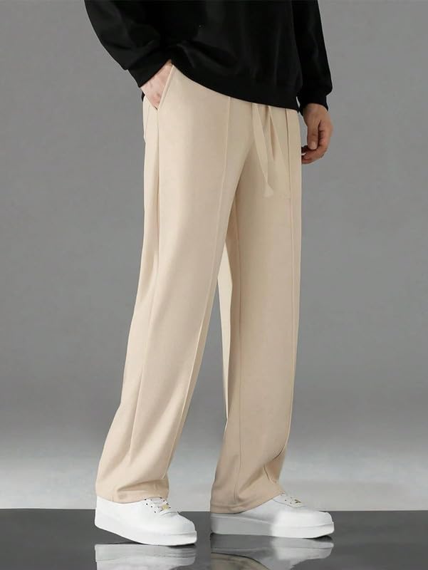 S2S FASHION Men’s Loose Straight Leg Trousers Beige - Image 4