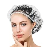 Auban 100PCS Disposable Shower Caps, Hair Cap Large Plastic Clear Thick Waterproof Bath Caps For Women, Hotel Travel Essentials Accessories Deep Conditioning Hair Care Cleaning Supplies(17.3