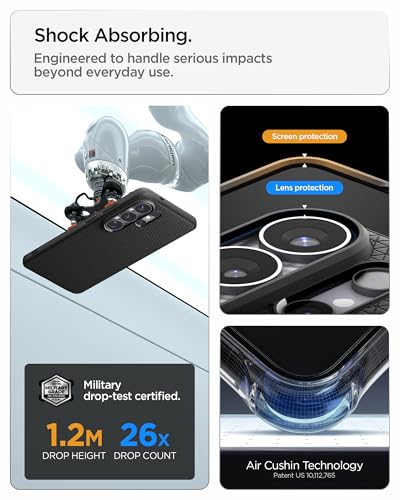 Spigen Liquid Air MagFit für Samsung Galaxy S26 Ultra Hülle [rutschfest] Slim TPU mit Truss-Design, Militärgeprüfter Schutz Case Handyhülle, Kompatibel mit MagSafe –Matte Black 6