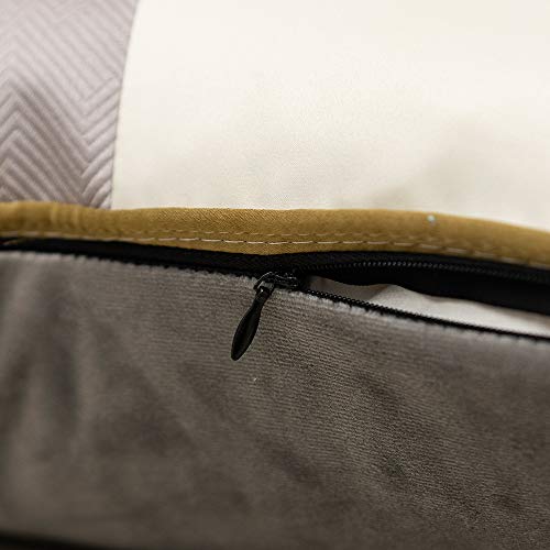 Avigers 12 X 20 Inches Gray White Gold Leather Striped Patchwork Velvet Cushion Case Luxury Modern Throw Pillow Cover Decorative Pillow For Couch Living Room Bedroom Car #TOP4