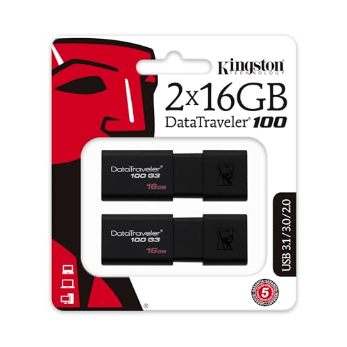 Image of Kingston 16GB USB 3.0 Black DataTraveler 100 G3 2 Pack DT100G3 /16GB-2P