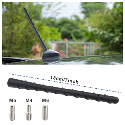 VGOL Car Radio Antenna FM AM Antenna Short Rod Vehicle Antenna Mast Replacement Roof Mount Vehicle Antenna 7 inch with M4 M5 M6 Screws Helical Type Car Aerial - Image 3