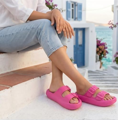 Image of BenSorts Pillow Sandals for Women Men Thick Sole Adjustable Buckles EVA
