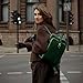 Time Resistance Leather Backpack - Convertible to Shoulder Bag - Full Grain Real Leather Travel Rucksack for Women (Green)