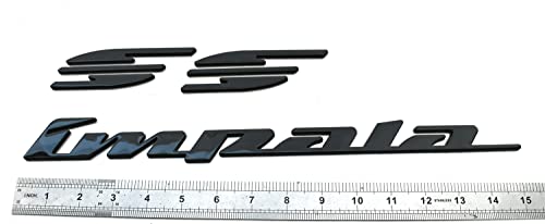 Image of 2Pcs 94-96 Impala Ss Rear Quarter Panel Emblems 3D Letter Badge Car Decal Nameplate Replacement for SS (Glossy Black)