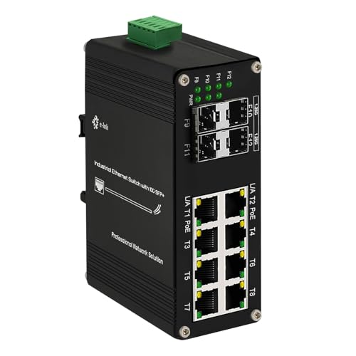 Image of Industrial Gigabit Managed PoE Switch - 8 Ports 10 /100 /1000Mbps Web Management DIN Rail PoE Switch with 4 SFP Slots, Network PoE Switch Support Ring Network, VLAN, STP, LACP, QOS