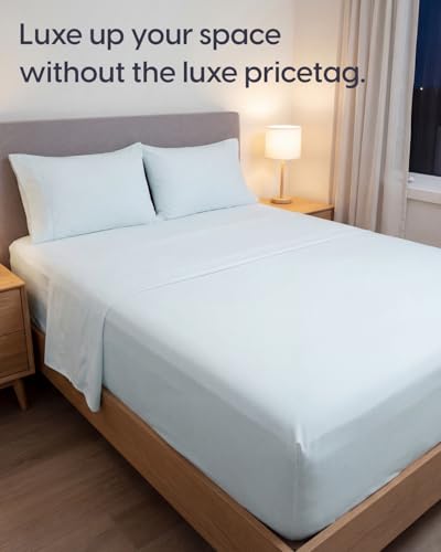 Image of Sleepy Town Twin XL Size Bed Sheets - 3 Piece - Twin XL Sheet Set - Extra Soft, Comfy & Cooling - Easy Care - Shrinkage, Wrinkle & Fade Free - Brushed Microfiber - Deep Pocket Bed Sheets (Ice Blue)