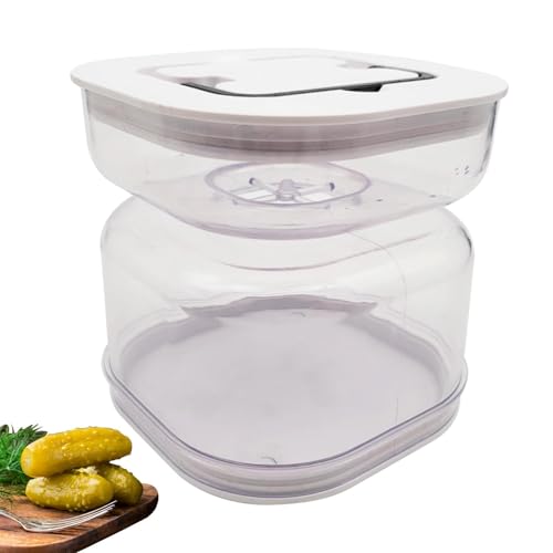 Tarro de encurtido cuadrado - contenedor sellado, botella de almacenamiento | Diseño seco y separador, solución fresca de autoservicio para conservar verduras, frutas, o bocadillos en la cocina, hogar