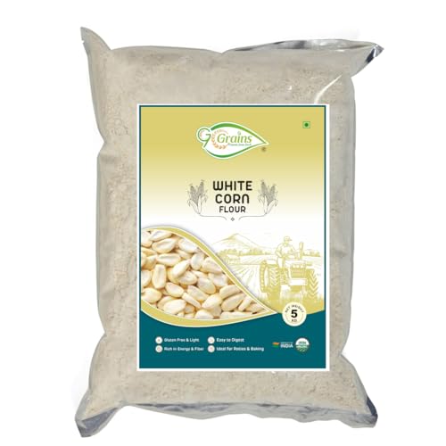 Image of White Corn Flour (5Kg)| Maize Flour | White Corn ka Atta | Makai ka Atta | Stone-Grinding | For Eating And Cookings |Produce of India from Organic Farms By G7 Grains
