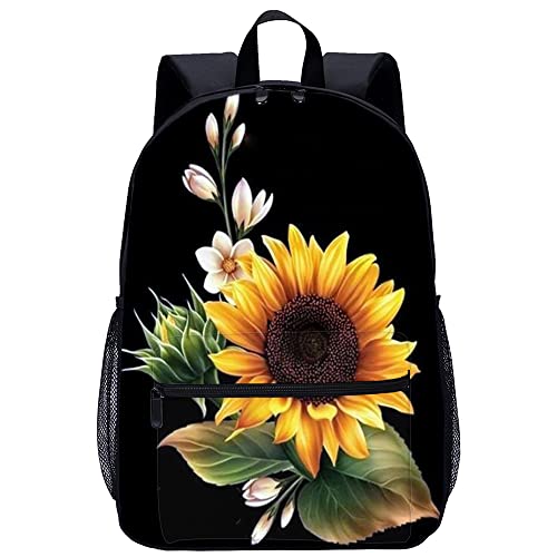 Mochila escolar juvenil para evitar dolores de espalda con estampado 3D de girasoles