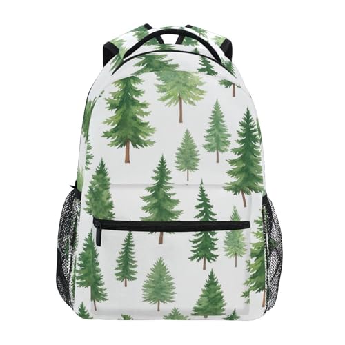 Kids School Backpacks, Watercolor Pine Trees Green Lightweight Travel Bag for Boys Girls Back to School Essentials,16 in