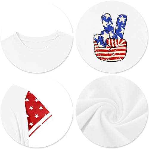 Girls 4th of July USA Shirt American Flag Patriotic Heart Print T-Shirt Independence Day Outfit for Kids2