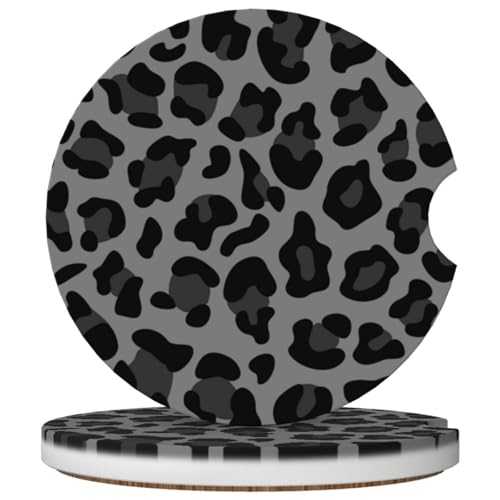 Portavasos cerámicos absorbentes Gris Leopardo 2 piezas miniatura 1