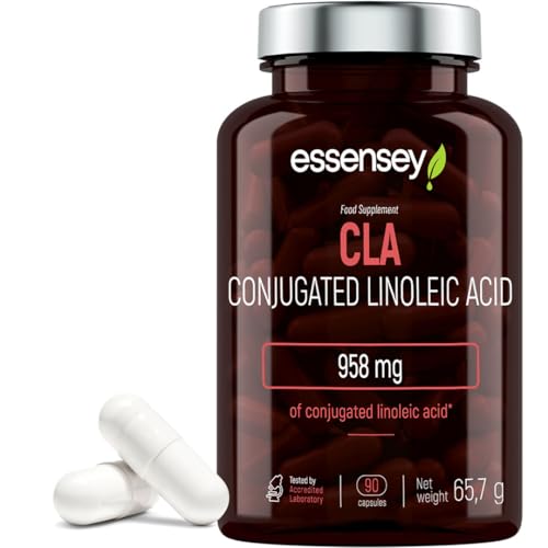 Essensey CLA Conjugated Linoleic Acid - 90 Capsules Dietary High Strength Supplement for Effortless Weight Management - Suitable for Men & Women