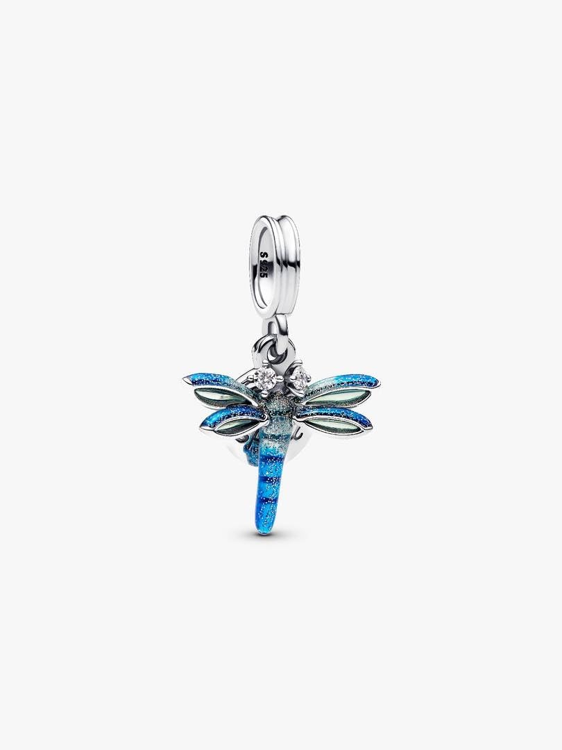 PANDORA Moments 793745C01 - Ciondolo a forma di libellula in argento sterling con zirconi, compatibile Moments e ME Braccialetti, 4,6x14,7x16,1 mm, Argento sterling, Zirconia cubica