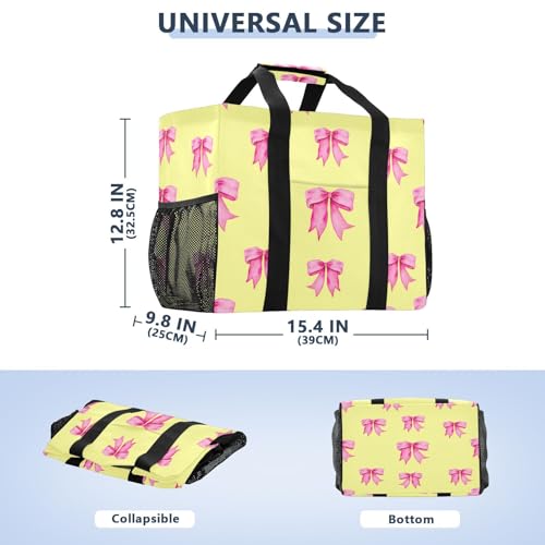 Watercolor Bows Reusable Grocery Bags Large Tote Bag Waterproof Canvas Organizer for Beach Picnic Laundry Travel3