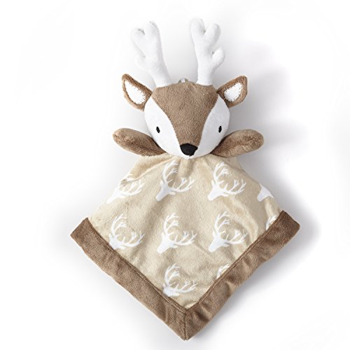 Image of Levtex Home - Baby Deer Security Blanket - Soft and Cuddly Lovey - Plush - Tan, Taupe, Brown - Nursery Gift