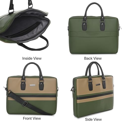 Image of Vaku Luxos MILAN 14 Inch Laptop Bag Leather Collection Messenger Organizer Shoulder Sling Office Bag for Men & Women With Adjustable Strap for Laptop and MacBook up to 14 inch