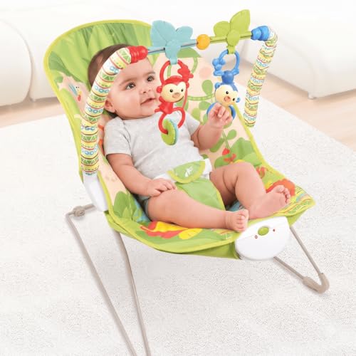 Image of Safe-O-Kid Sonora Baby Bouncer with 1 Year Warranty, Multi-Position Reclining with Vibrations, Safety Harness and Toy Bar- Green