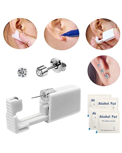 4 Pack Ear Piercing Gun Kit, Slviekae Disposable Ear Piercing Gun With Silver Earring Studs Safety Ear Piercing Gun Kit Tool (3Mm) #TOP1