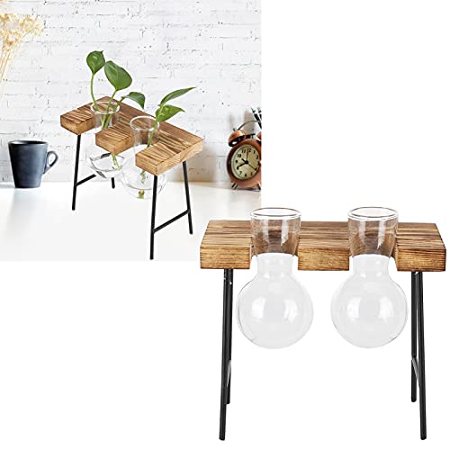 Vaso de planta, boa permeabilidade ao ar, vaso de mesa retrô durável, plantador de vidro com suporte