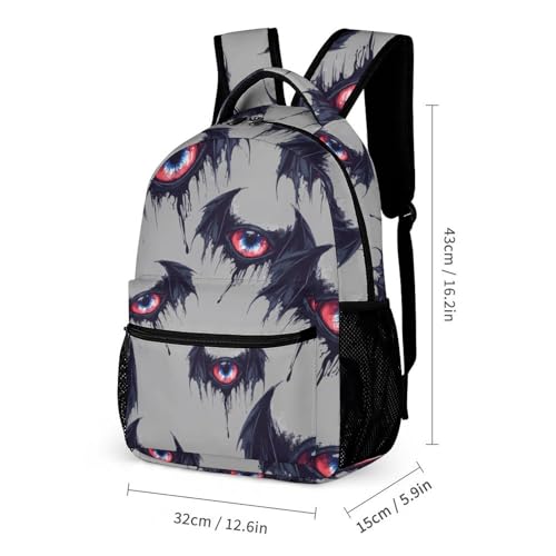 Winged Demon Eyeball Travel Backpack Lunch Box Pencil Case 3Pcs Set for Men Women Office Outing University2