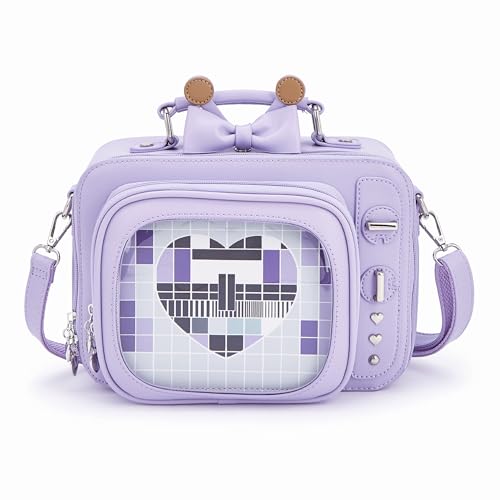fancybag Damen TV-Form Ita Tasche Schultertasche Ita Rucksack Spassweibliches Klares Fenster Anime Pins Display Beutel Violett Medium