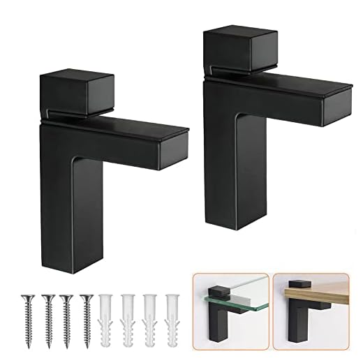 LUANT Metal Adjustable Floating Shelf Hardware, Wood/Glass Shelf Bracket Wall MountIing, Black, 2Pack