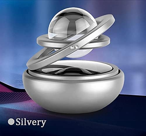 The Great Indian Store Metal Body Solar Powered Rotating Black Solar Crystal Car Air Freshener, Silver, 1, SMALL