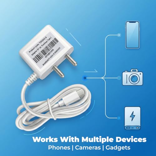 Image of Trueview 5V 1A Power Adapter for CCTV Camera | BIS Certified | 2.1mm DC Pin | 1 Meter Cable | AC to DC Adapter | White