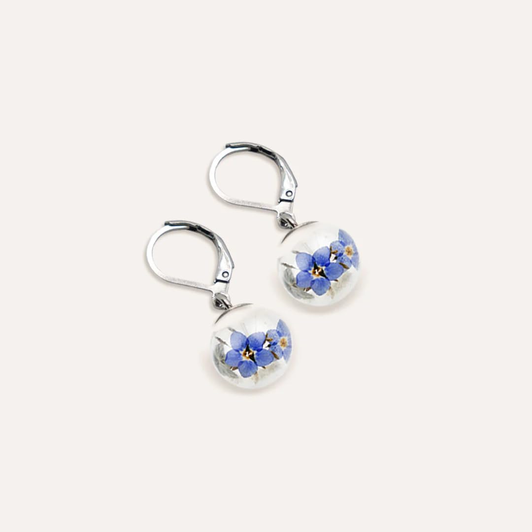 Parure Donna | Collana Maglie Elegance + Bracciale + Orecchini con Fiori Veri Essiccati in Ampolla di Vetro | Acciaio Inox AISI 316 | Made Italy