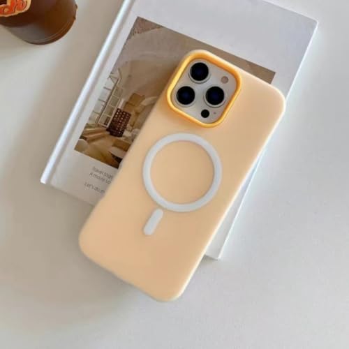 Coque magnétique antichoc pour iPhone 14 Pro orange en silicone premium