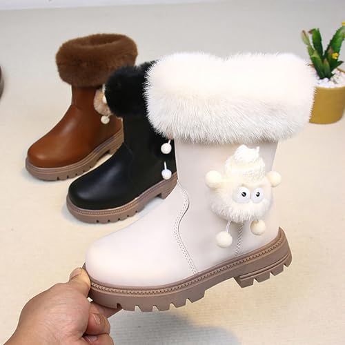 IWIHMIV Girls Riding Boots Mid Calf Boots Side Zipper Comfortable Soft Sole Non Slip Warm Leather High Booties3