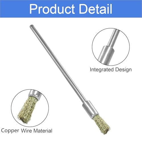 Image of Extended Cleaning End Copper Wire Brush Pen, Mandrel Rust Paint Removal Bits, Polishing Rotary Tool Accessories - 10Pcs
