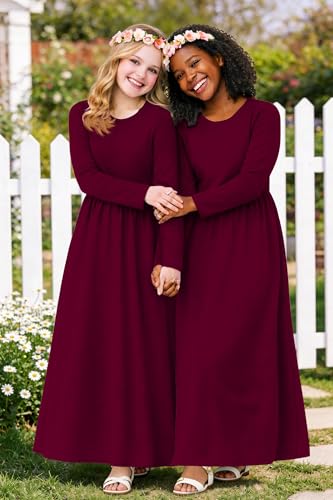 Image of Deerose Girls Maxi Dress Short Sleeve Casual Long Dresses with Pockets 5-14 Years