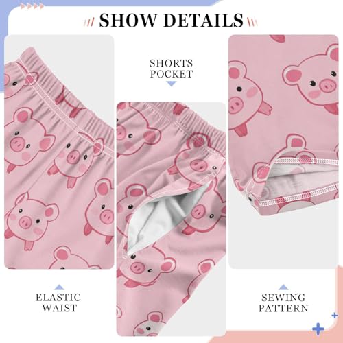 Kawaii Pink Piggy Boys Pants Girl Sleep Pants Long Trousers Elastic Waist Lounge Bottoms S4