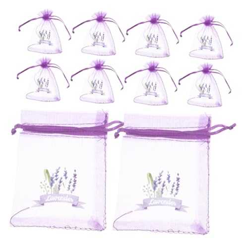 WHAMVOX 10pcs Lavender Sachet Bags Drawstring Organza Mesh Bags for Scented Herbs Spices and Wedding Favors Secure Storage for Dried Flowers and Jewelry Aesthetic Deep Purple Design