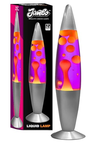 JAMBO 16' Beautiful Lamp- Purple with Yellow/Orange Wax, Relaxing Liquid Light, Night Light Nightlight, Home Decor Living Room Office Bedroom Lamp for Adults Teens Kids Magma Motion